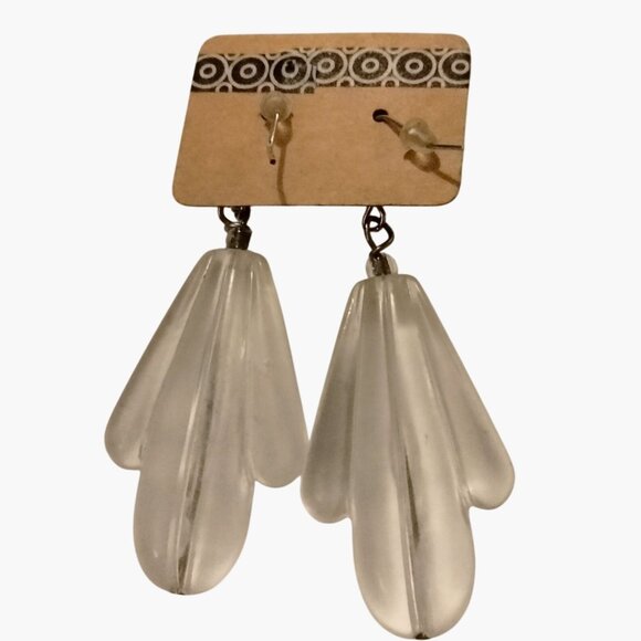 Clear Acrylic Drop Earrings Vintage Art Deco - Picture 2 of 3
